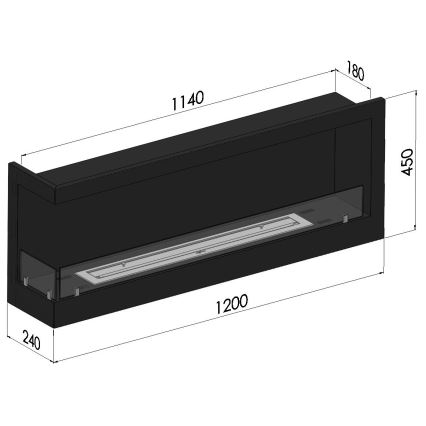 InFire - BIO-Eckkamin 45x120 cm 3kW schwarz