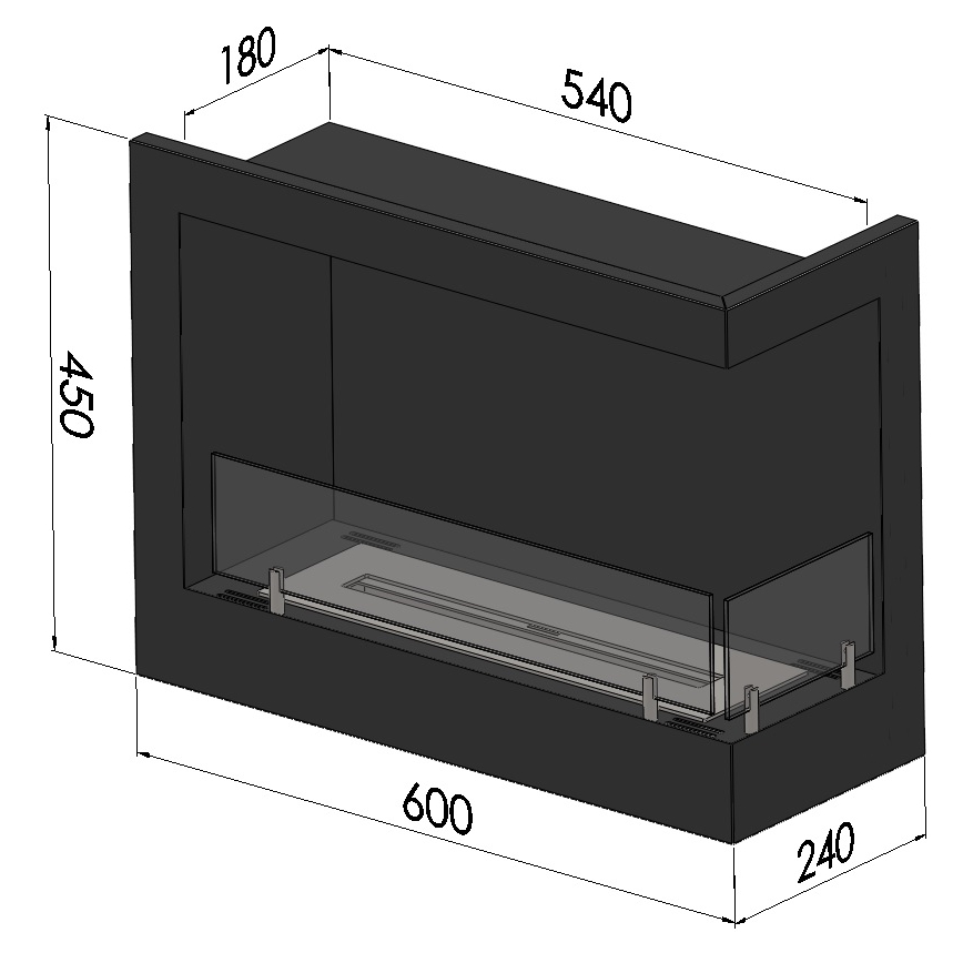 InFire - BIO-Eckkamin 45x60 cm 3kW schwarz