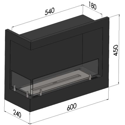 InFire - BIO-Eckkamin 45x60 cm 3kW schwarz