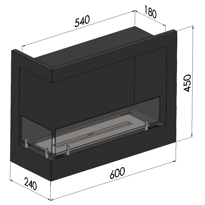 InFire - BIO-Eckkamin 45x60 cm 3kW schwarz