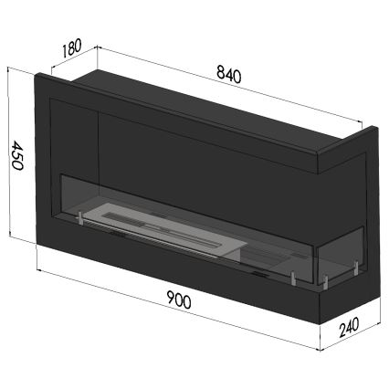 InFire - BIO-Eckkamin 45x90 cm 3kW schwarz