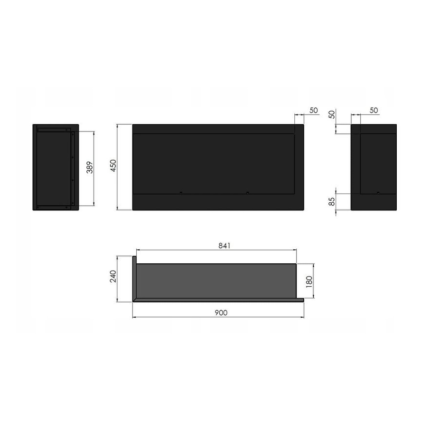 InFire - BIO-Eckkamin 45x90 cm 3kW schwarz