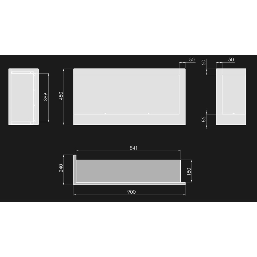 InFire - BIO-Eckkamin 45x90 cm 3kW schwarz