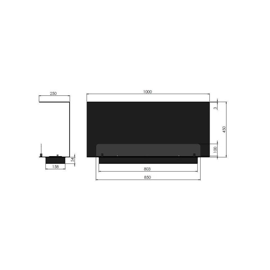 InFire – BIO-Einbaukamin 100x45 cm 3kW schwarz