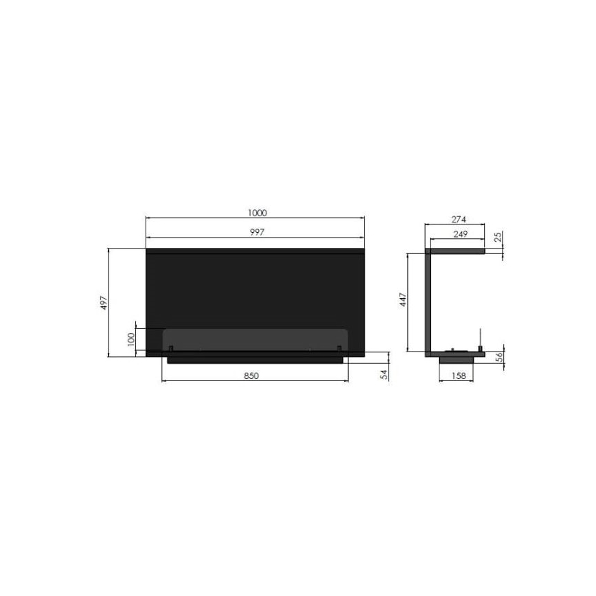 InFire – BIO-Einbaukamin 100x50 cm 3kW schwarz