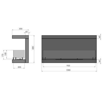 InFire – BIO-Einbaukamin 100x50 cm 3kW schwarz