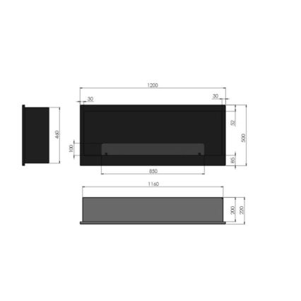 InFire – BIO-Einbaukamin 120x50 cm 3kW schwarz