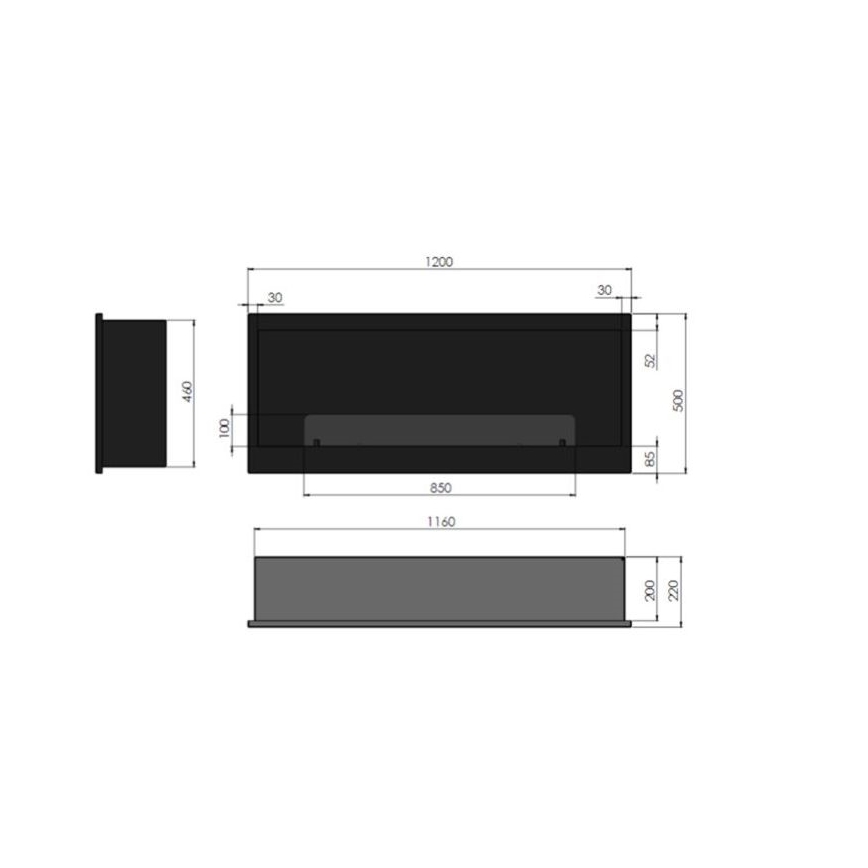 InFire – BIO-Einbaukamin 120x50 cm 3kW schwarz