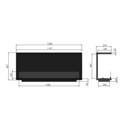 InFire – BIO-Einbaukamin 120x50 cm 3kW schwarz