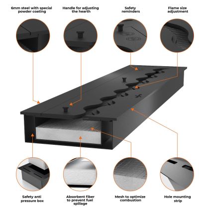 InFire - BIO-Einbaukamin 49,4x124,4 cm 6kW schwarz