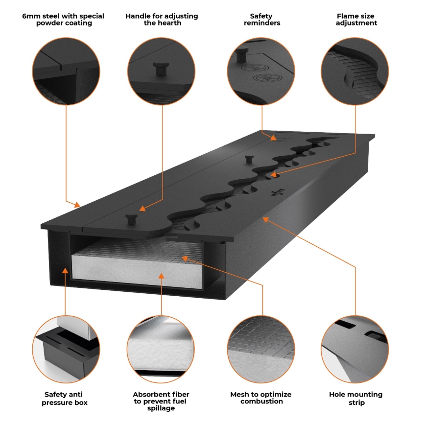InFire - BIO-Einbaukamin 49,4x124,4 cm 6kW schwarz