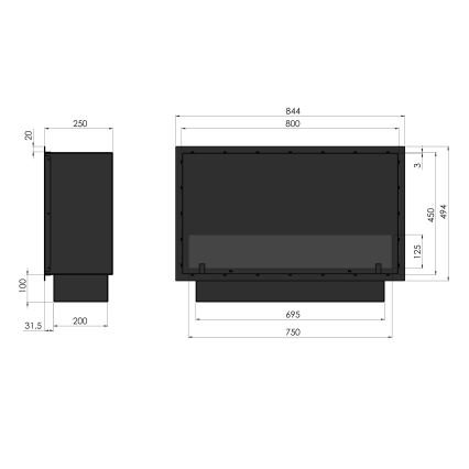 InFire - BIO-Einbaukamin 49,4x84,4 cm 3,5kW schwarz
