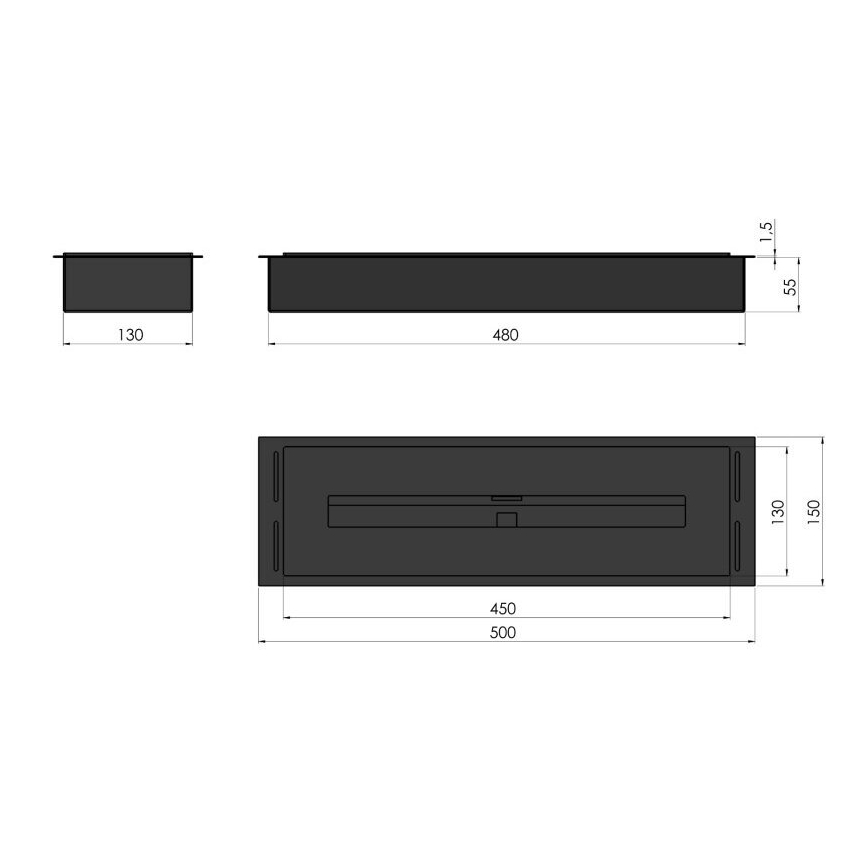InFire - BIO-Einbaukamin 5,5x50 cm 3kW matt Chrom