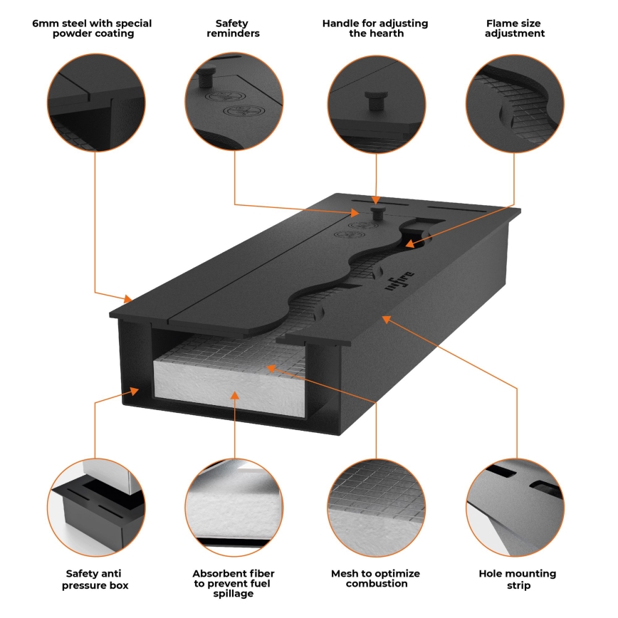 InFire - BIO-Einbaukamin 7,5x60 cm 3,5kW schwarz