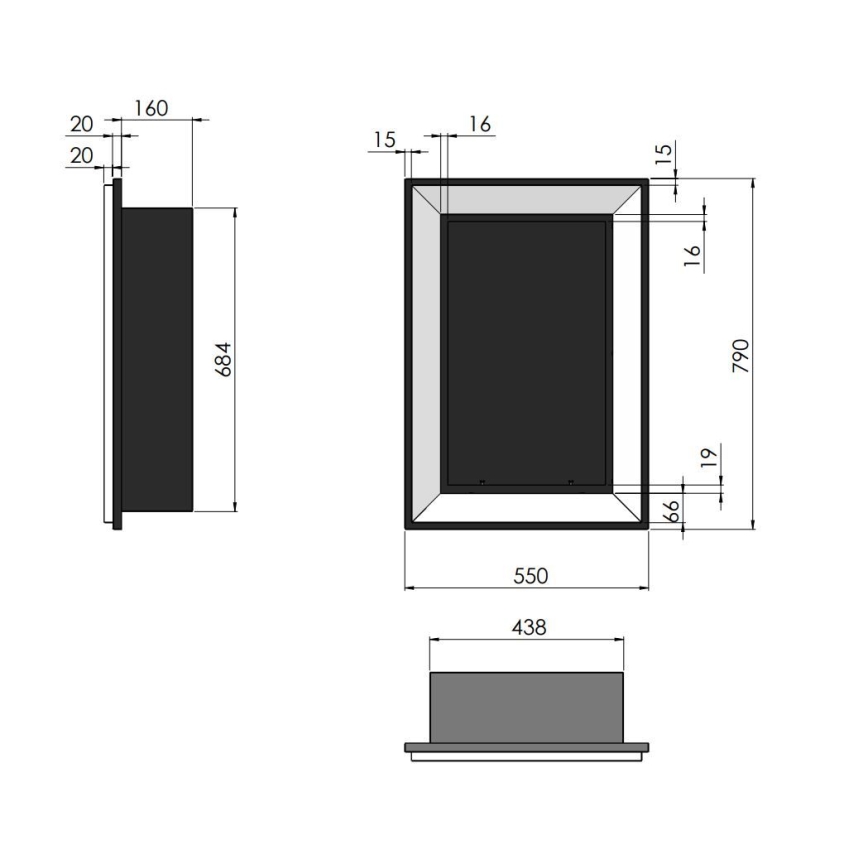 InFire - BIO-Einbaukamin 79x55 cm 3kW schwarz