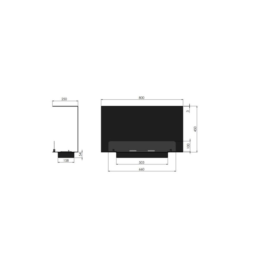 InFire – BIO-Einbaukamin 80x45 cm 3kW schwarz