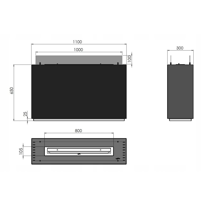 InFire - BIO-Kamin 110x65 cm 3,5kW schwarz