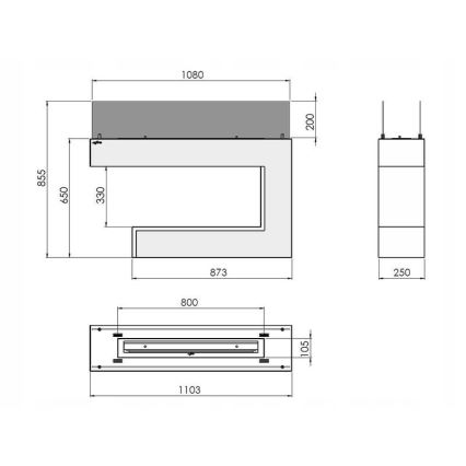 InFire – BIO-Kamin 110x85,5 cm 3kW weiß