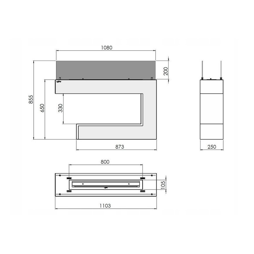 InFire – BIO-Kamin 110x85,5 cm 3kW weiß