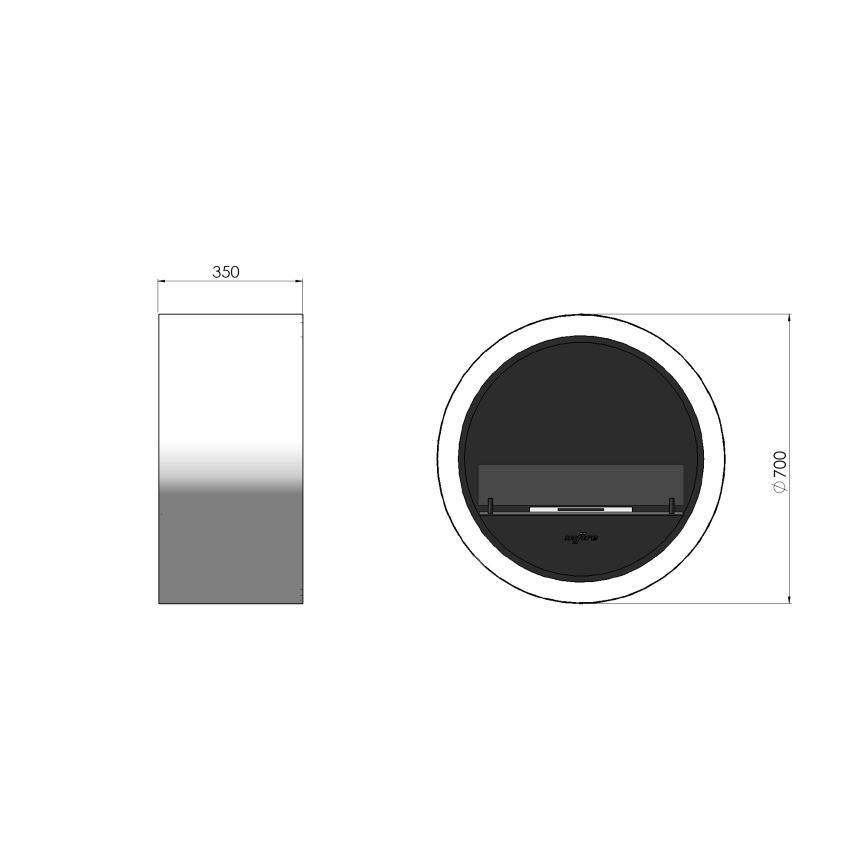 InFire – BIO-Wandkamin d 70 cm 3kW weiß
