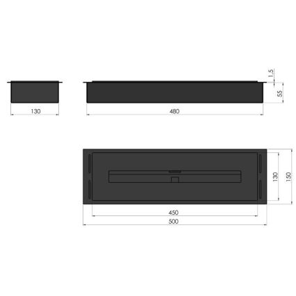 InFire - Eingebauter BIO-Kamin 5,5x50 cm 3kW schwarz