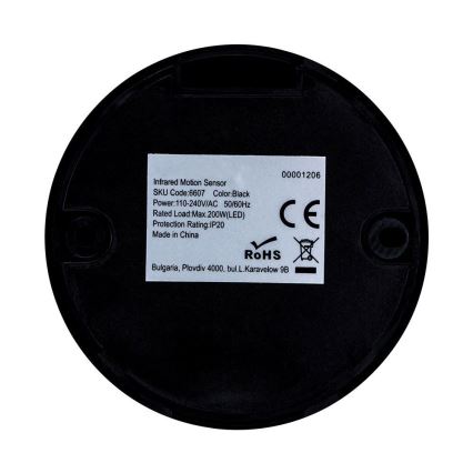 Infrarot-Bewegungsmelder 360° 200W/230V schwarz