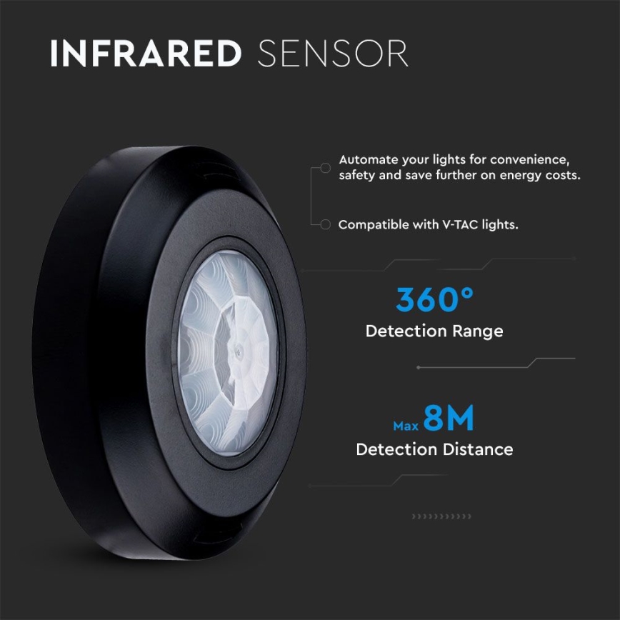 Infrarot-Bewegungsmelder 360° 200W/230V schwarz