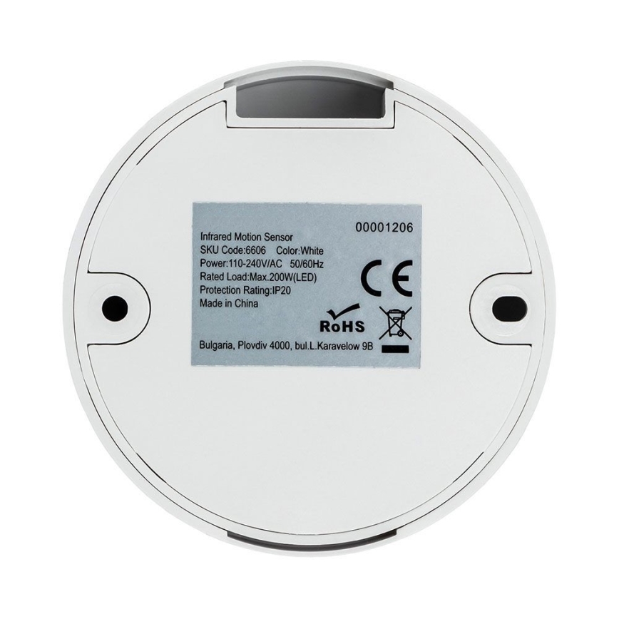 Infrarot-Bewegungsmelder 360° 200W/230V weiß