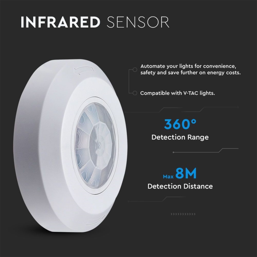 Infrarot-Bewegungsmelder 360° 200W/230V weiß