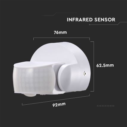 Infrarot-Bewegungsmelder für den Außenbereich 180/360° 600W/230V IP65 weiß