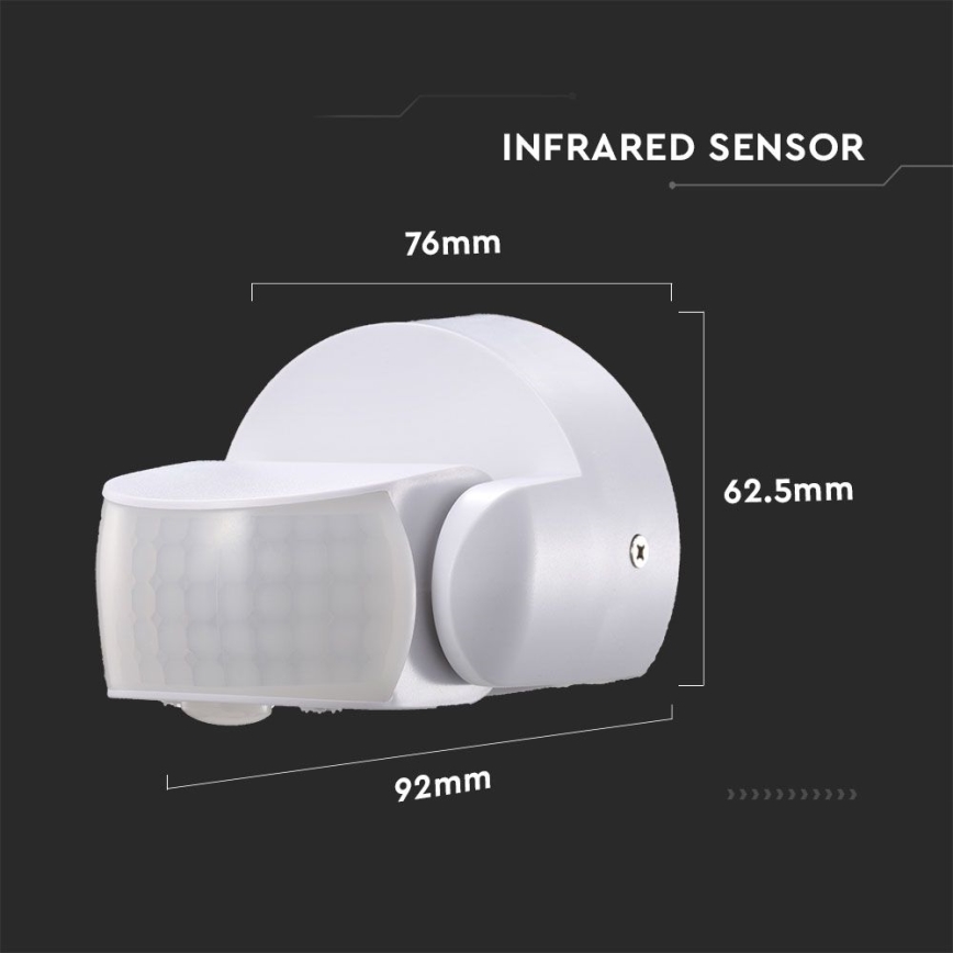 Infrarot-Bewegungsmelder für den Außenbereich 180/360° 600W/230V IP65 weiß