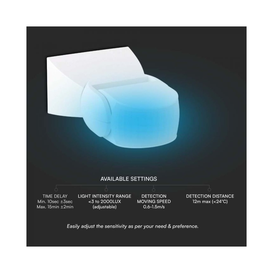 Infrarot-Bewegungsmelder für den Außenbereich 180° 230V IP65 weiß