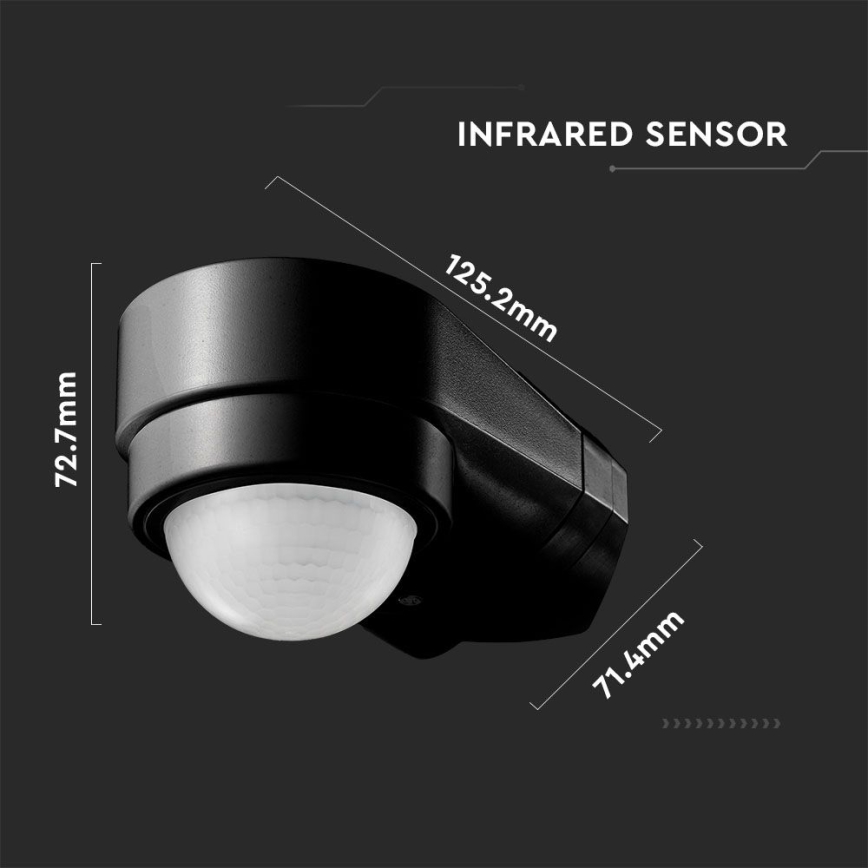 Infrarot-Bewegungsmelder für den Außenbereich 240° 600W/230V IP65 schwarz