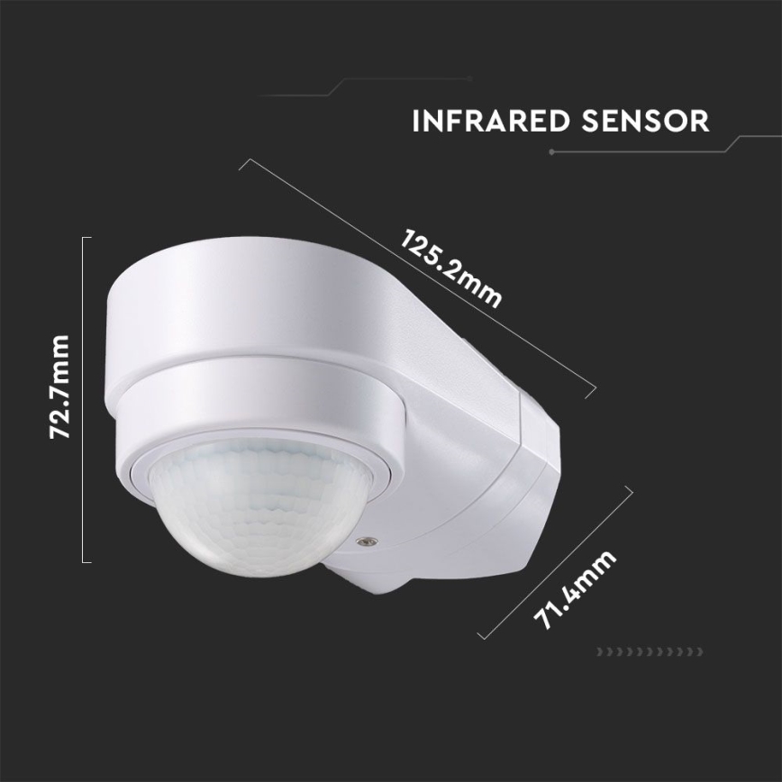 Infrarot-Bewegungsmelder für den Außenbereich 240° 600W/230V IP65 weiß