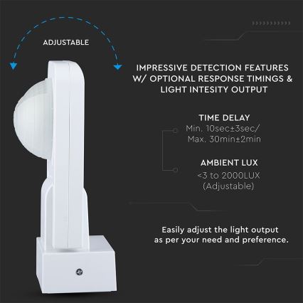 Infrarot-Bewegungsmelder für den Außenbereich 360° 1000W/230V IP65 weiß