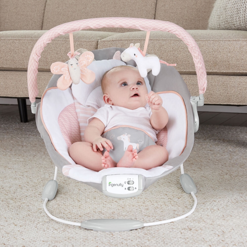 Ingenuity - Baby-Vibrationsliege mit Melodie FLORA THE UNICORN 3xC