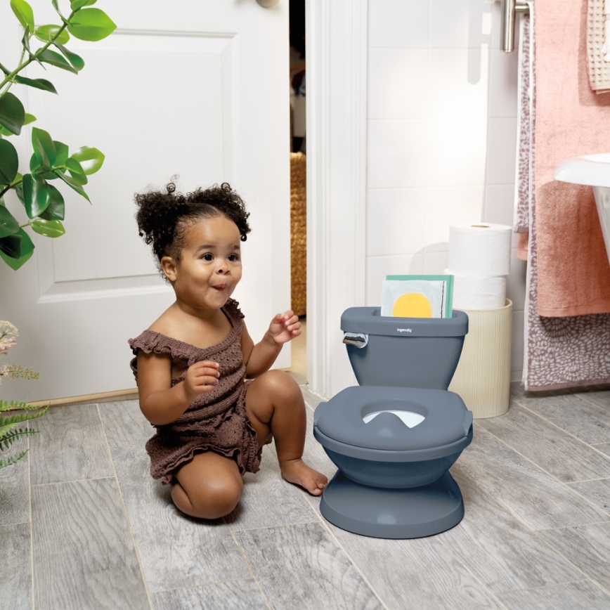 Ingenuity - Kindertoilette mit Soundeffekten MY SIZE blau 2xAAA