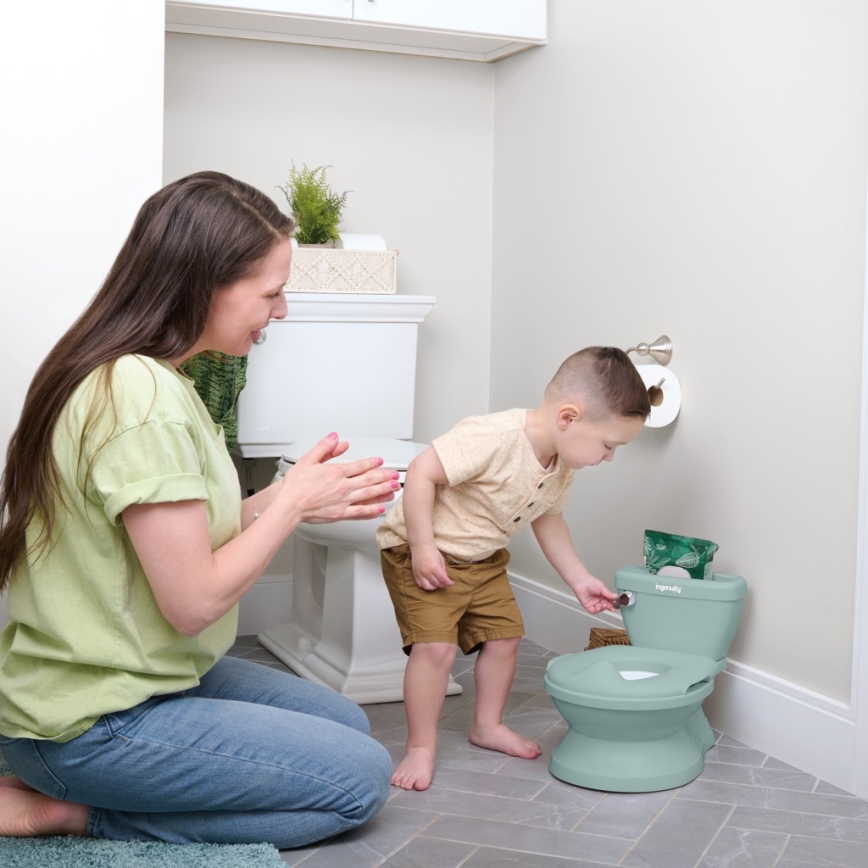 Ingenuity - Kindertoilette MY SIZE mit Geräuschfunktion, grün, 2x AAA