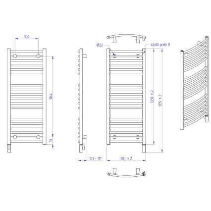 Instal Projekt - Elektrischer Badheizkörper AMBRE 400W 123x50 cm weiß