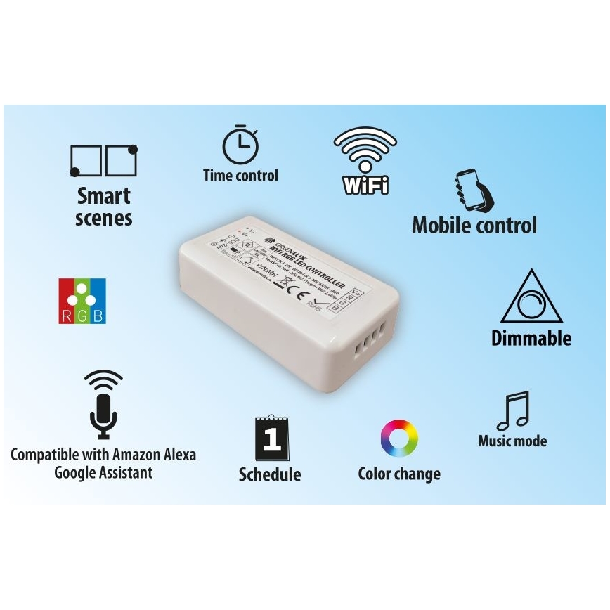Intelligente Steuerung für LED-RGB-Streifen 5-24V Wi-Fi Tuya