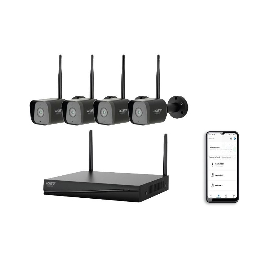 Intelligentes Kamerasystem + 4× Kameras mit 2K+-Sensor, 12 V, IP65, Wi‑Fi, Tuya
