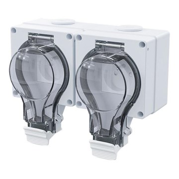 IP66-Doppelsteckdose für feuchte Umgebungen 230V/16A – wasser- und staubdicht