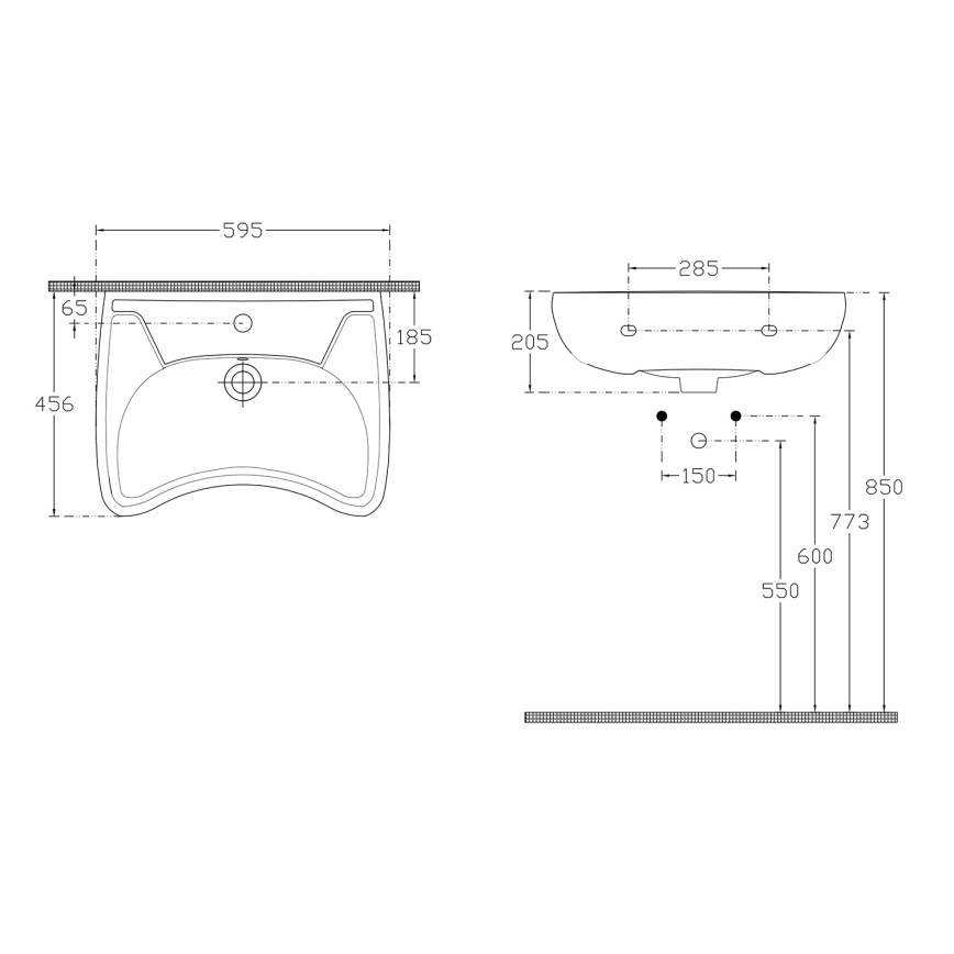 Isvea - Wandhängendes Waschbecken für Menschen mit eingeschränkter Mobilität 45,6x59,5 cm Keramik/weiß