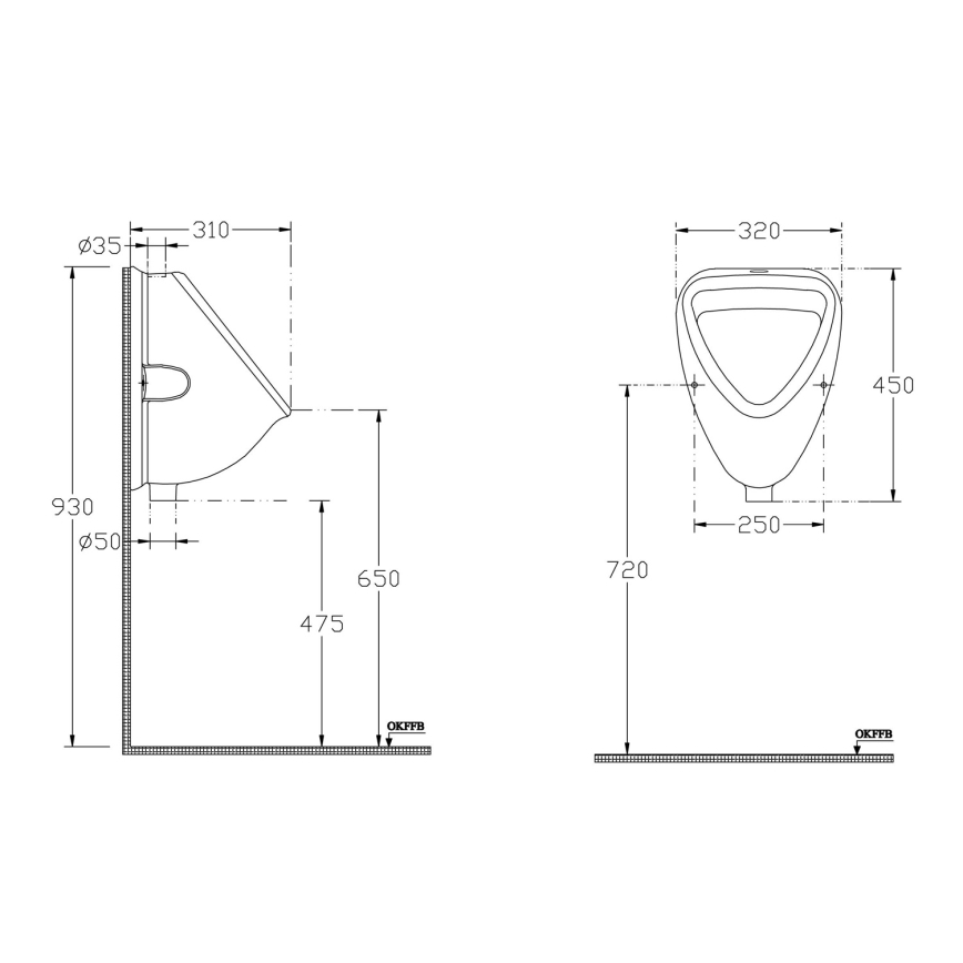 Isvea - Urinal, oberer Zulauf, Keramik/weiß
