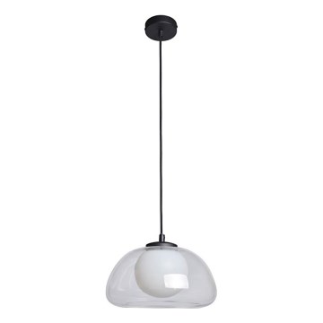 ITALUX - Hängeleuchte AINALE an Seil, 1x G9/7W/230V, schwarz/klares Glas