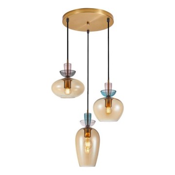 ITALUX - Hängeleuchte an Kabel FANDA 3xE27/40W/230V gold/rauchiges Beige