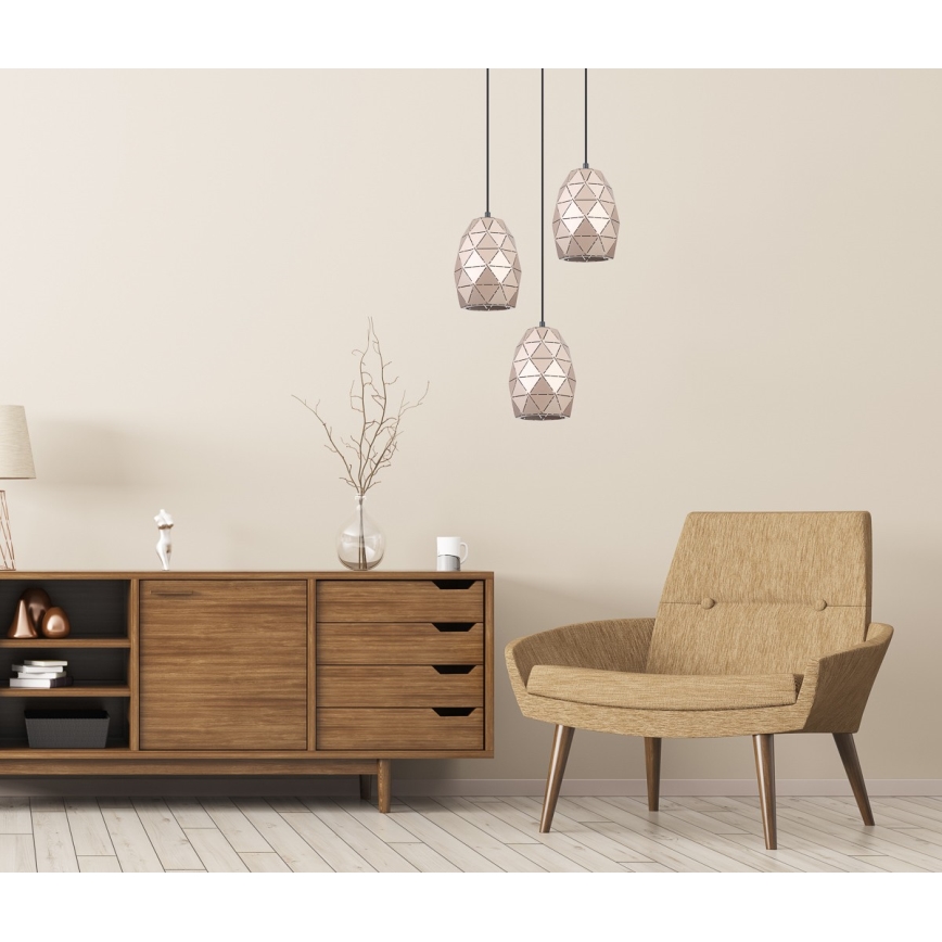 ITALUX - Hängeleuchte an Schnur HARLEY 3xE27/40W/230V Roségold
