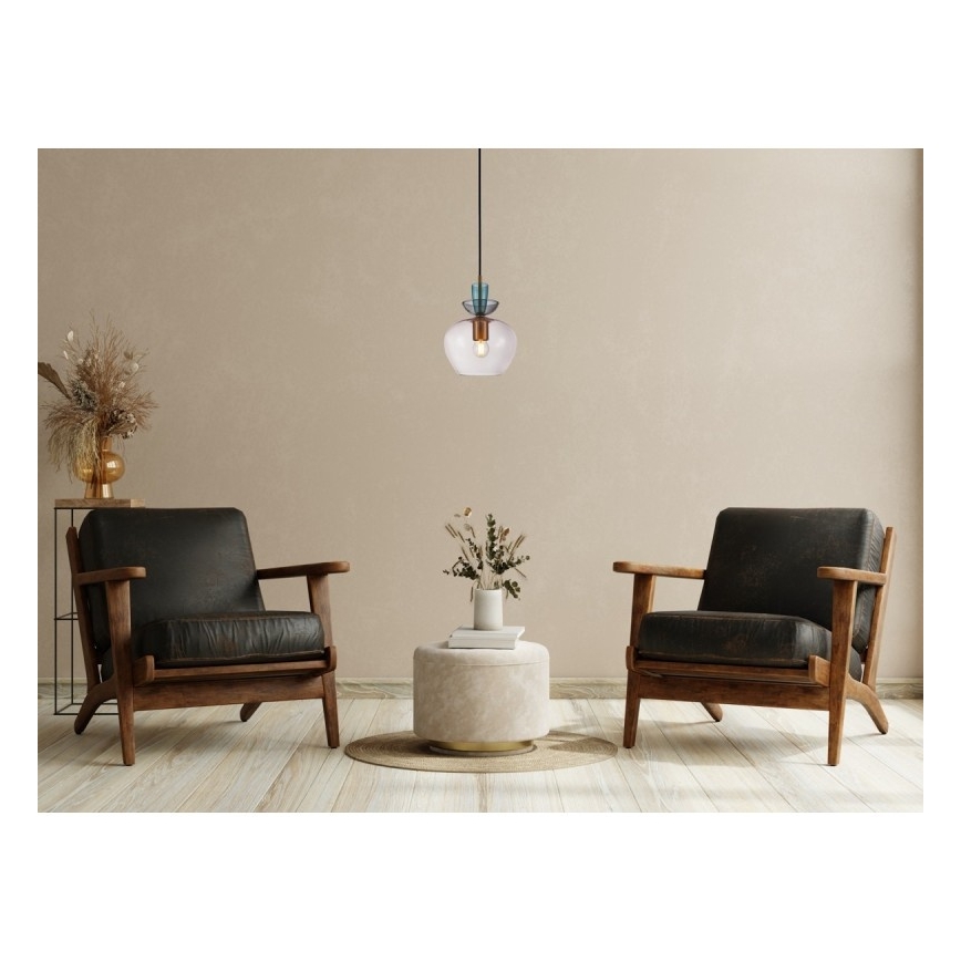 ITALUX - Hängeleuchte mit Kabel FANDA 1xE27/40W/230V gold/rauchgrau