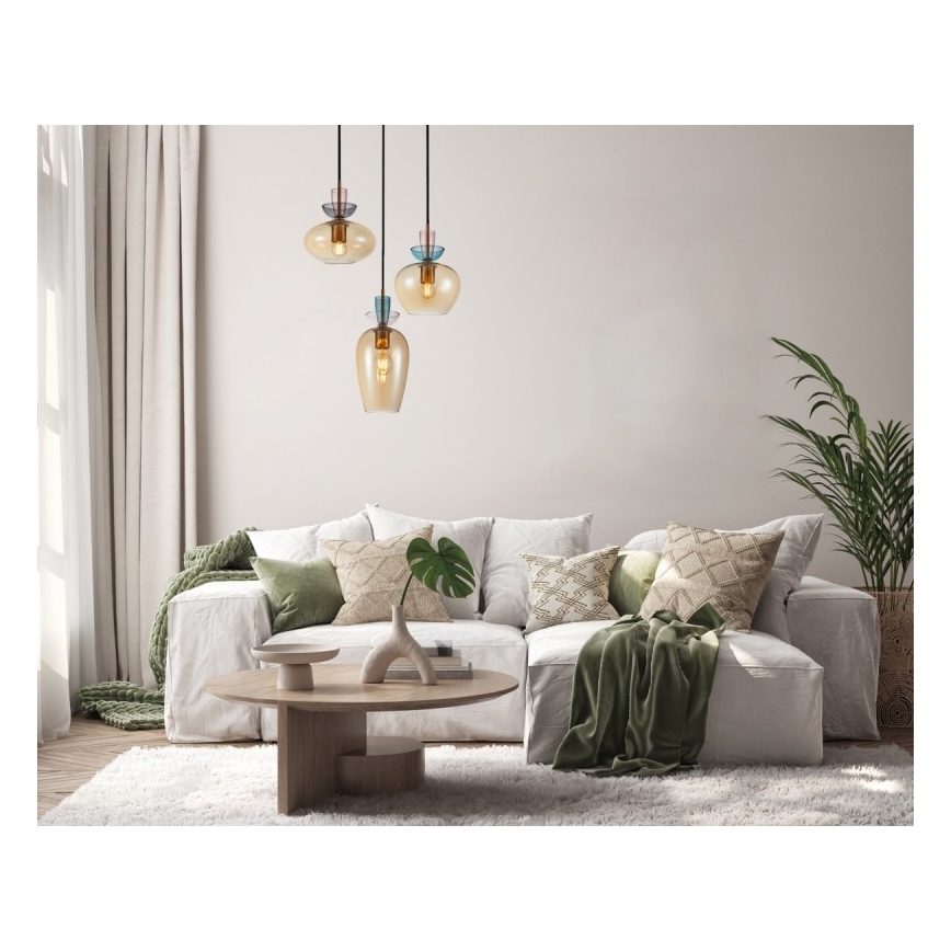 ITALUX - Hängeleuchte an Kabel FANDA 3xE27/40W/230V gold/rauchiges Beige