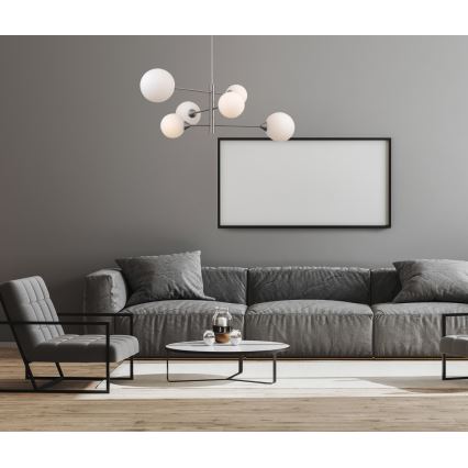 ITALUX - Deckenleuchte EVORA mit Stange 6xG9/5W/230V Nickel